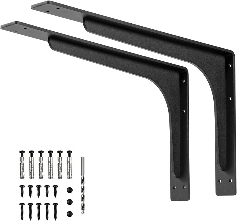 Firmetal 20 x 12 INCH Shelf Brackets,L Shelf Brackets, Vertical Angle, Premium Alloy Metal Heavy Duty Shelf Bracket, high Strength Mounting Hardware Included, Corner Brace Joint,Pack of 2 - Image 1
